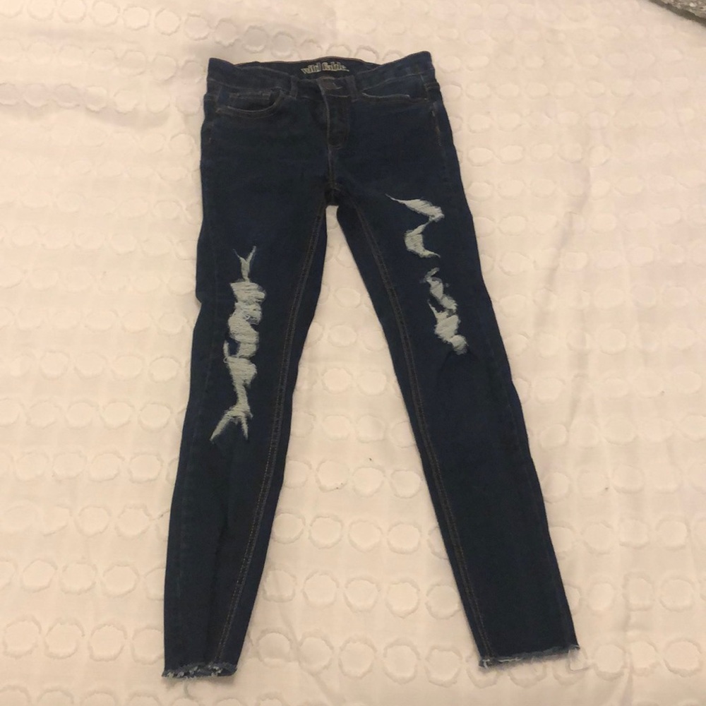 Dark wash ripped jeggings
